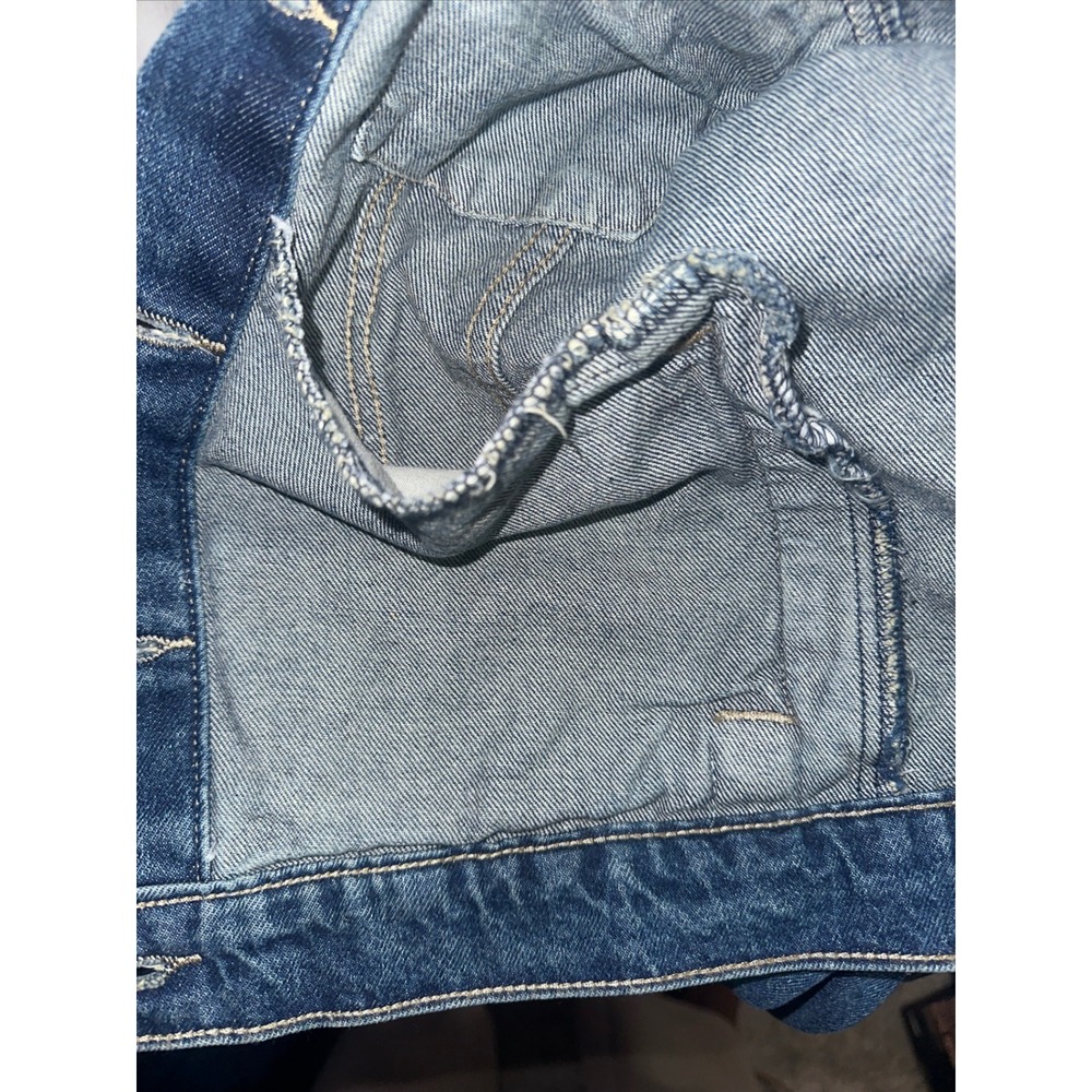 Lucky Brand Denim Jacket Embellished Star Applique Blue Jean Womens size large - Picture 10 of 12